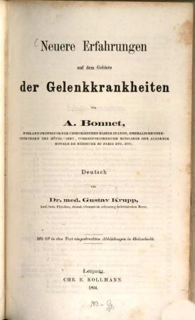Neuere Erfahrungen auf dem Gebiete der Gelenkkrankheiten