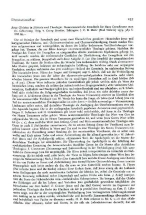 237-238 [Rezension] Jesus Christus in Historie und Theologie