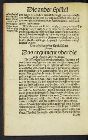 Das argument uber die erste Epistel sanct Joannis.