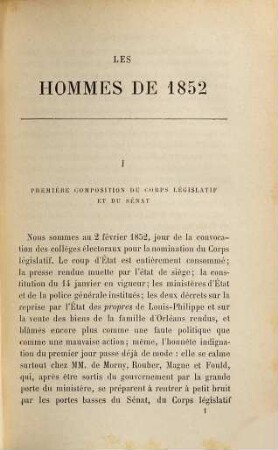 Les Hommes de 1852 : Études d'histoire parlementaire