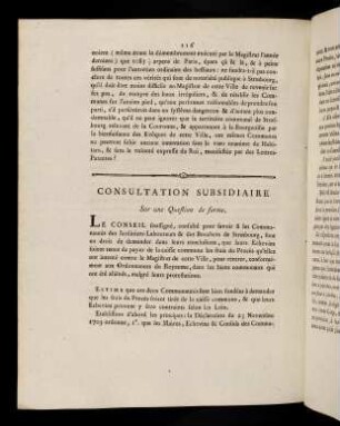 116-120, Consultation Subsidiaire