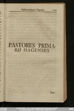 Pastores Primarii Hagenses.