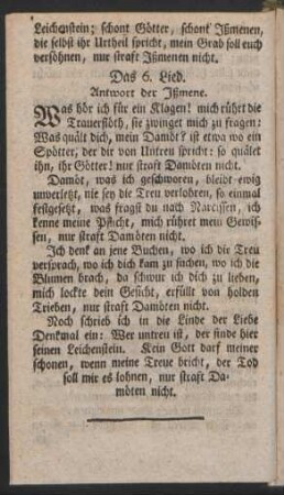 Das 6. Lied. Antwort der Jßmene.