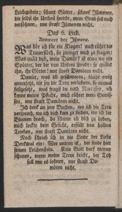 Das 6. Lied. Antwort der Jßmene.