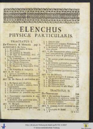 Elenchus Physicae Particularis.
