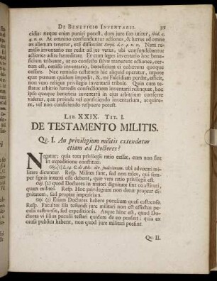 Lib. XXIX. /Tit. I. - Tit. VII.