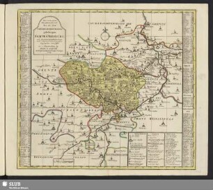 Accurate Delineation des zu dem Thüringischen Creisse gehörigen Ammtes Freyburg : nebs darinnen befindlichen Orten auch Angrenzenden Gegenden
