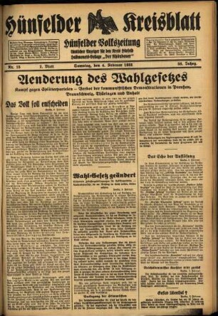 Zweite Ausgabe vom Samstag, den 04. Februar 1933.