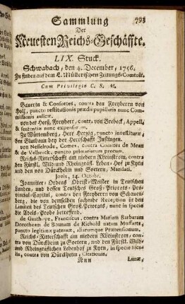 LIX. Stuck. Schwabach, den 4. December, 1756.