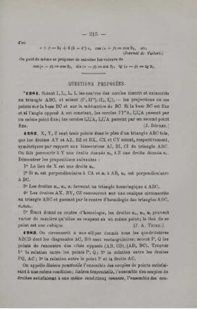 QUESTIONS PROPOSÉES.