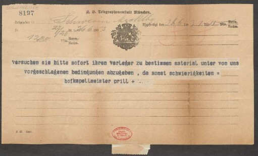 Brief an Karl von Kaskel : 26.06.1903
