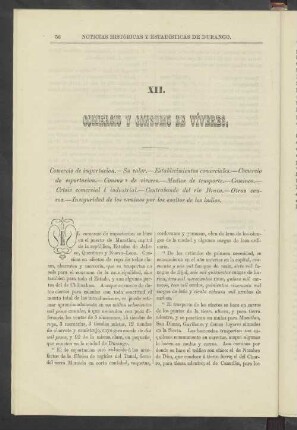 XII. Comercio y Consumo de Viveres.