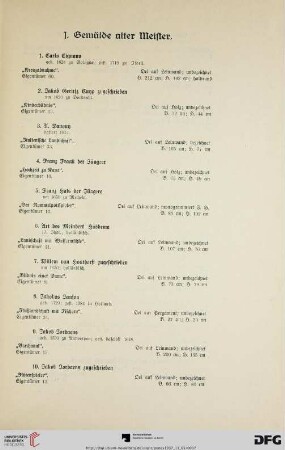 1. Gemälde alter Meister (Nr. 1-33)