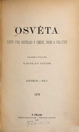 Osvěta : listy pro rozhled v uměni, vědě a politice. 9, 9. 1879