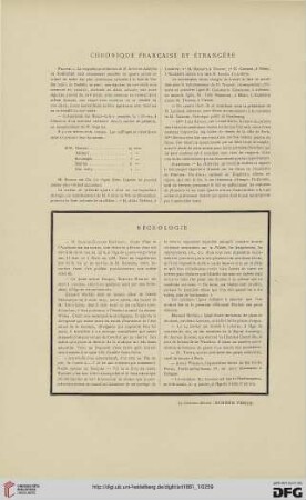 Chronique française et étrangère