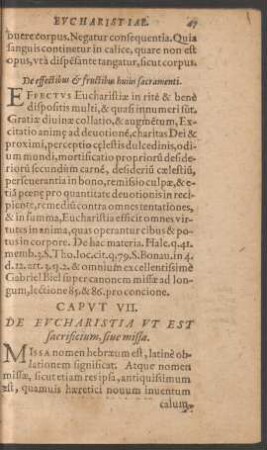 Caput VII. De Eucharistia Ut Est sacrificium, sive missa.