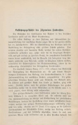 Entstehungsgeschichte des Allgemeinen Landrechtes.