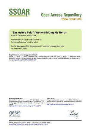 "Ein weites Feld": Weiterbildung als Beruf