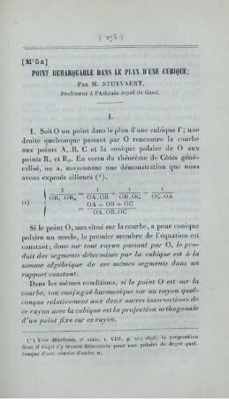Point remarquable dans le plan d'une cubique.