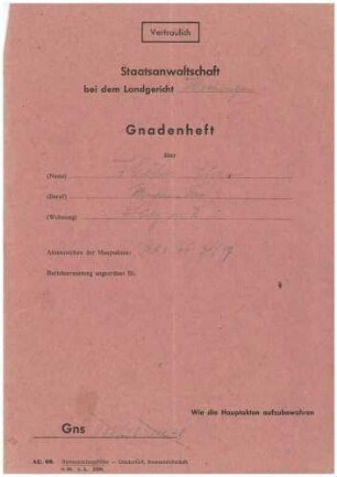 Wagner, Georg, Oberpostinspektor, Sulz: Gnadenheft Eugen Höhn Gns 133/48