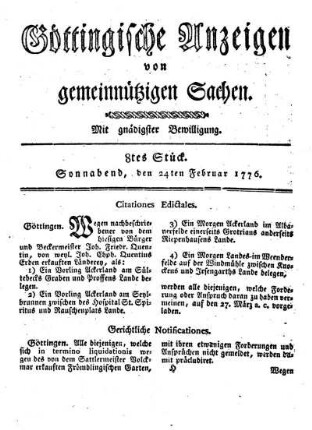 8tes Stück. Sonnabend, den 24ten Februar 1776.
