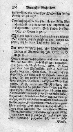 Der neue Rechtschaffene. Eine Wochenschrift.