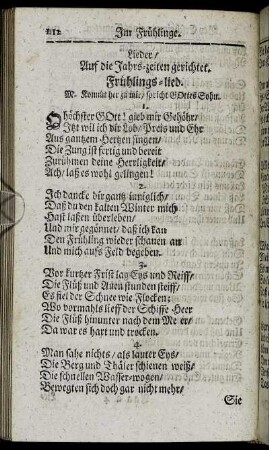 Lieder/ Auf die Jahrs-zeiten gerichtet.