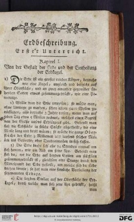 Kapitel I: Erdbeschreibung