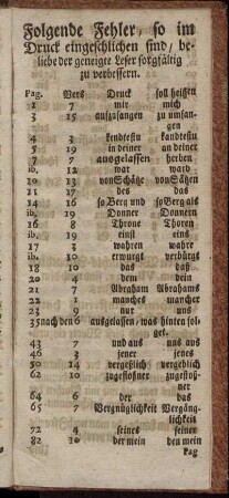 Folgende Fehler, so im Druck eingeschlichen sind, beliebe der geneigte Leser sorgfältig zu verbessern.