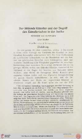 N.F. 1925: Der bildende Künstler und der Begriff des Künstlerischen in der Antike : mimēsis und phantasia