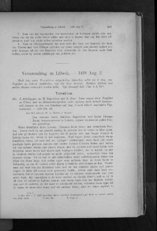 Versammlung zu Lübeck.- 1439 Aug. 2.