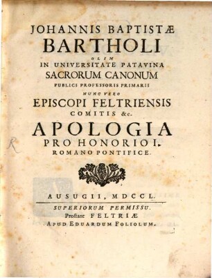 Apologia pro Honorio I. Rom. Pont.