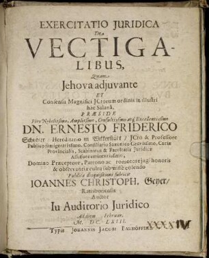 Exercitatio Iuridica De Vectigalibus
