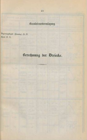 Grundsteuerveranlagung. Berechnung der Dreiecke.