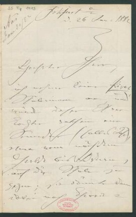 Brief an Unbekannt : 26.01.1882