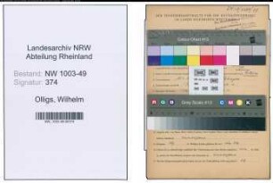 Entnazifizierung Wilhelm Olligs , geb. 10.04.1903 (Kontrolleur)