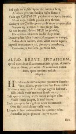 Aliud Breve Epitaphium, ...