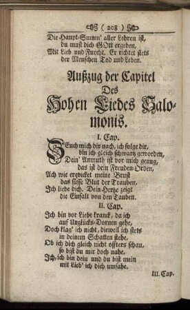 Außzug der Capitel Des Hohen Liedes Salomonis