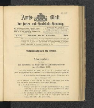 No.275, Mittwoch, den 12. November 1919