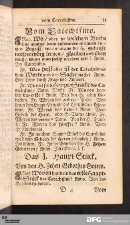 Das I. Haupt-Stück. Von den H. Zehen Gebothen Gottes.