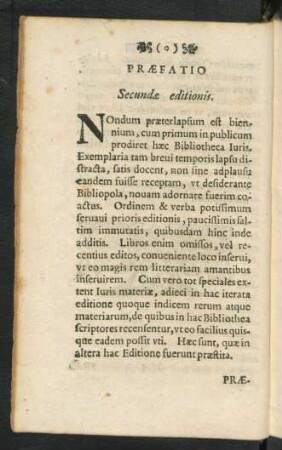 Praefatio Secundae editionis