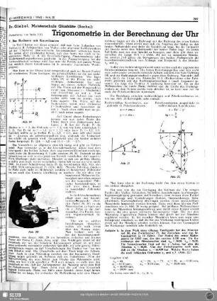 Trigonometrie in der Berechnung der Uhr (Fortsetzung von Seite 191)