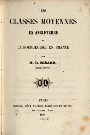 Les classes moyennes en Angleterre et la bourgeoisie en France