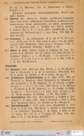 Almanache (Nr. 862 - 892)