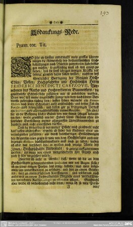 Abdankung : Abdanckungs-Rede