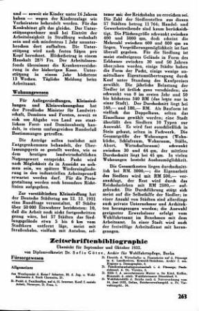 Anliegersiedlungen, Kleinsiedlungen und Kleinwohnungen [Wohnungswesen]