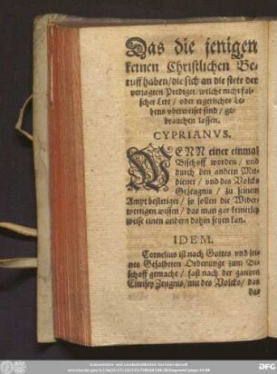 [Zeugnisse der alten Lerer/ Vom Beruff der Prediger.]