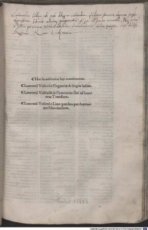 Elegantiae linguae latinae : mit Widmungsbrief des Autors an Johannes Tortellius