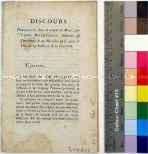 Discours Prononcé dans le temple de Mars, par Lucien Bonaparte