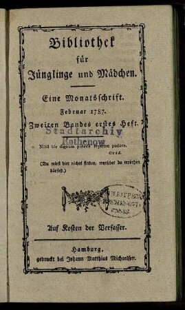 Zweiten Bandes erstes Heft. Februar 1787